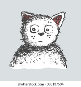 Hand drawn funny colorful cat
