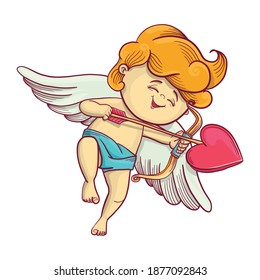 hand drawn funny cupid for valentines day design, posters, textile print, postcard