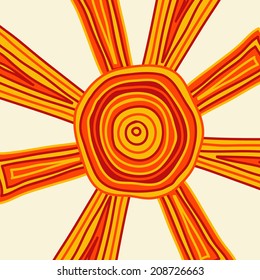 Hand drawn funny doodle-like sun on a white background, clipping mask is used, vector illustration.