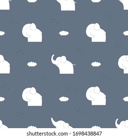 El elefante humorístico fue un patrón sin fisuras. Fondo vectorial sin costura para bebé. Ilustración vectorial. 