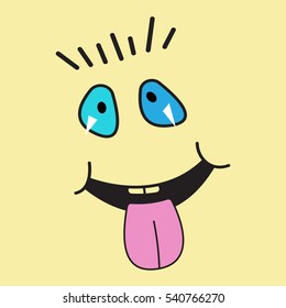 Hand drawn funny face. Happy faces. Vector illustration