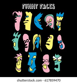 Hand drawn funny faces