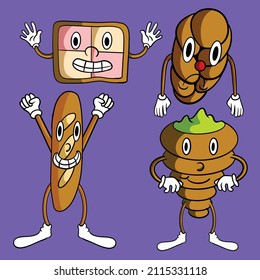 Hand drawn funny fresh bread background