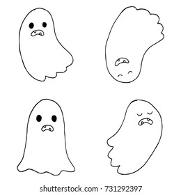 Hand drawn of funny ghost doodle Halloween. Vector illustrator design.