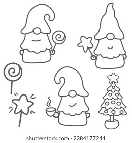 Hand dibujado de gnomos divertidos