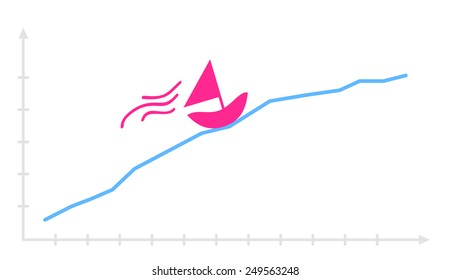 Hand drawn funny Graph with nautilus. Vector illustration