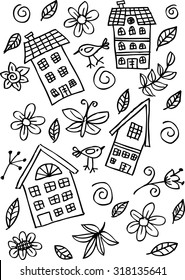 hand drawn funny house
