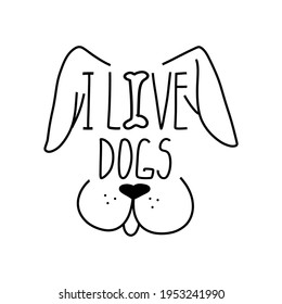 Hand drawn funny I love dogs icon
