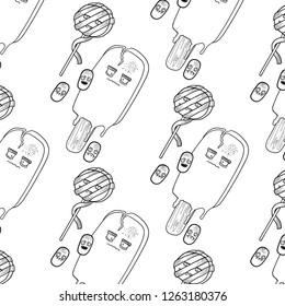 Hand drawn funny monster sweets pattern