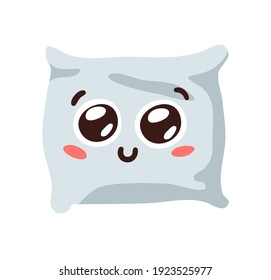 Hand Drawn Funny Pillow Emoji. Cartoon Character Sleeping Element Emoticon. Facial Expression Vector Illustration.