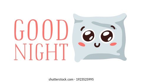Hand Drawn Funny Pillow Emoji. Cartoon Character Sleeping Element Emoticon. Facial Expression Vector Illustration.