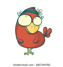 Hand drawn funny vector bird, element for design, textile prints