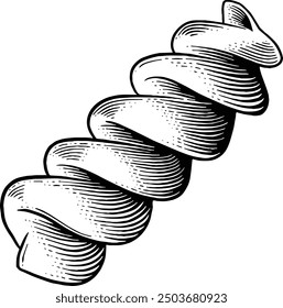 Hand drawn Fusilli Pasta Shell Sketch Illustration