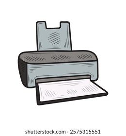 Hand Drawn Gadget Illustration Colored - Printer