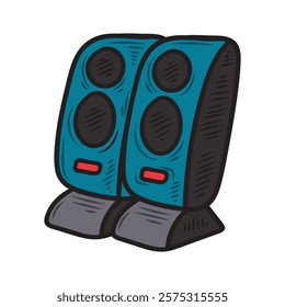 Hand Drawn Gadget Illustration Colored - Speaker
