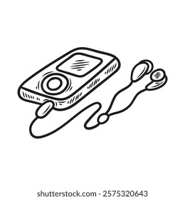 Hand Drawn Gadget Illustration Colorless - Ipod