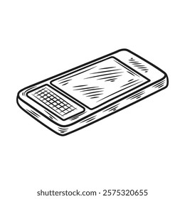 Hand Drawn Gadget Illustration Colorless - Handphone Keypad