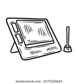 Hand Drawn Gadget Illustration Colorless - Tablet Pen