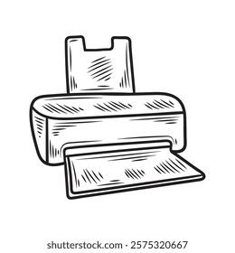 Hand Drawn Gadget Illustration Colorless - Printer