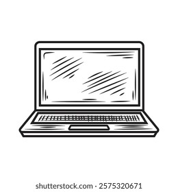 Hand Drawn Gadget Illustration Colorless - Laptop