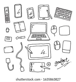 Hand drawn gadget line drawing vector illustration