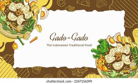 Hand Drawn Gado-Gado The Indonesian Food Background