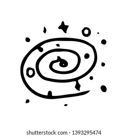 Hand Drawn galaxy doodle. Sketch style icon. Decoration element. Isolated on white background. Flat design. Vector illustration.