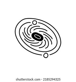Hand drawn galaxy icon isolated on white background. Vector doodle illustration.