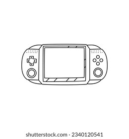 Hand drawn game controllers. Vector illustrations in outline doodle style. Icons on white background