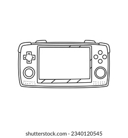 Hand drawn game controllers. Vector illustrations in outline doodle style. Icons on white background