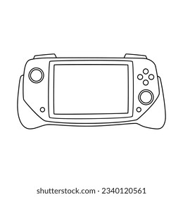 Hand drawn game controllers. Vector illustrations in outline doodle style. Icons on white background