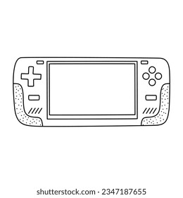 Hand drawn game controllers. Vector illustrations in outline doodle style. Icons on white background