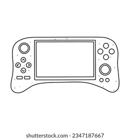 Hand drawn game controllers. Vector illustrations in outline doodle style. Icons on white background