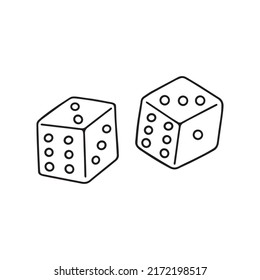 Hand drawn Game dice doodle. Casino gambling, table games in sketch style. Vector illustration isolated on white background.