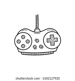 Hand drawn Game Joystick isolated on a white. Sketch. Vector illustration.