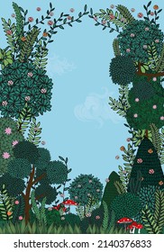 hand drawn garden design template vector, illustration