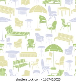 Hand drawn garden furniture. Vector sketch illustration.
