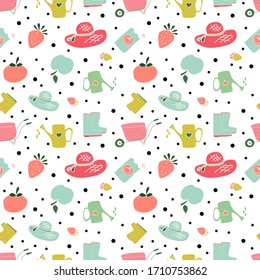 Diseño de jardín dibujado a mano. - patrón transparente. - ilustración vectorial