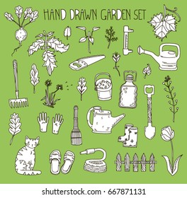 Hand drawn garden set