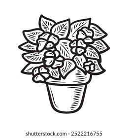 Hand Drawn Gardening Colorless - Leaves 01