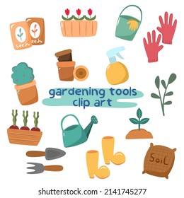 Hand drawn gardening tools collection