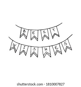 Hand drawn garland doodle Best Wishes. Vector illustration