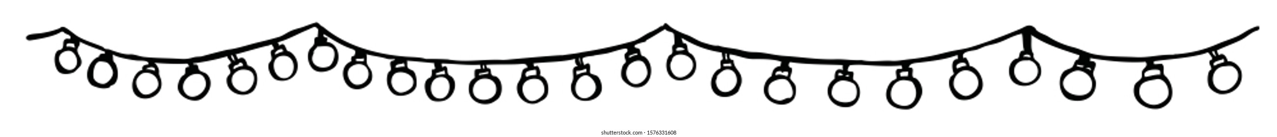 Hand drawn garland from lamps. Vector illustration isolated on the white background. 