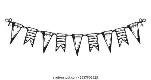 Hand Drawn Garland Party Line Art - 09