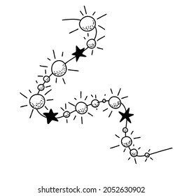 Hand drawn Garland. Vector doodle Illustration of Christmas Lights on white background