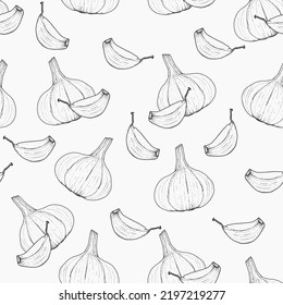 Hand drawn garlic Background Pattern Design