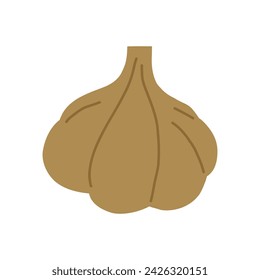 Hand drawn garlic, cartoon flat vector illustration isolated on white background. Concepts of food, cooking, culinary and kitchen.