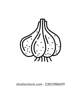 Hand drawn garlic icon. Vector badge vegetable in the old ink style for brochures, banner, restaurant menu and market