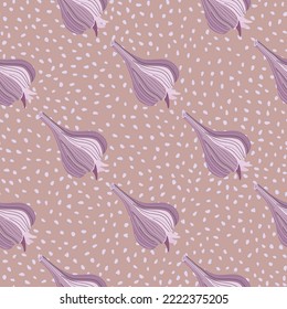 Hand drawn garlic seamless pattern. Doodle bulb of garlic endless wallpaper. Vegetarian healthy food backdrop. Design for fabric, textile print, wrapping paper. Vector illustration