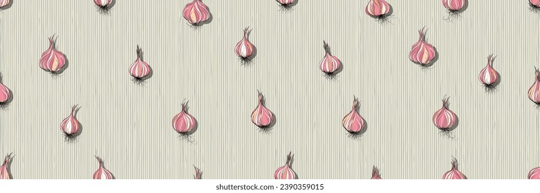 Hand drawn Garlic seamless pattern, vector illustration